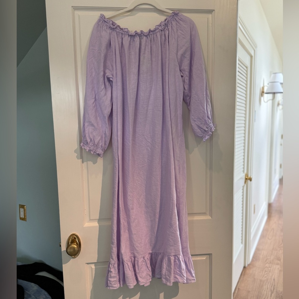 Michelin Linen Smocked Dress in Lavendar - Picture 2 of 2